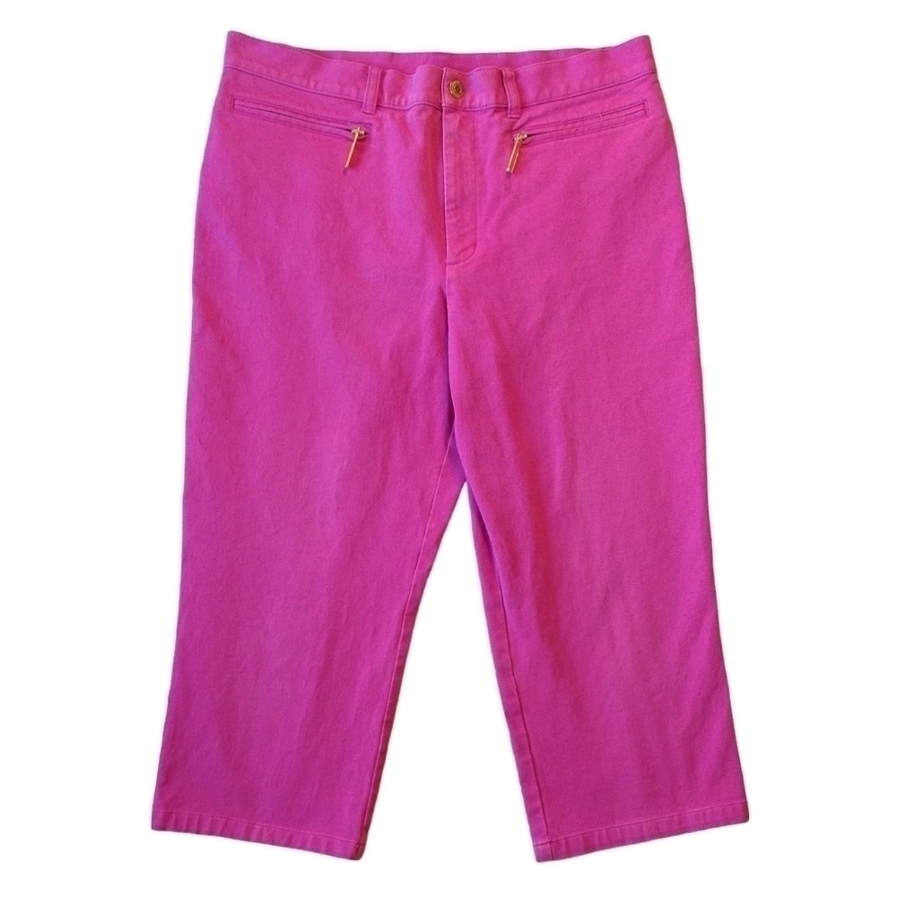 Lauren Jeans Co. Ralph Lauren Pink Cropped Front Zipper Pants Barbiecore Vibrant